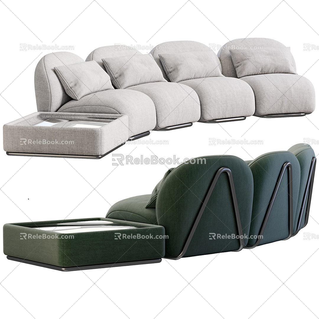 Modern Multiplayer Sofa Tacchini Curved Multiplayer Sofa 3d model