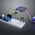 Microcontroller Development Board With Keypad LED Lights And Connecting Wires