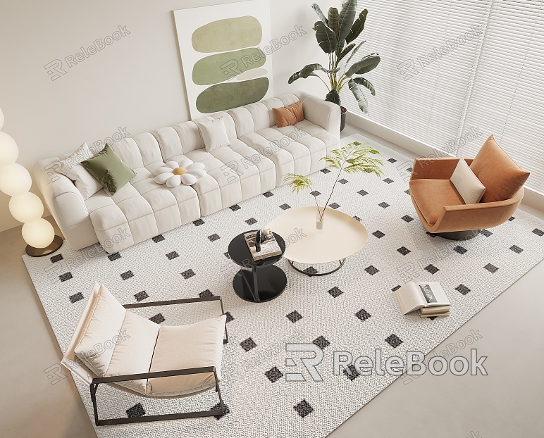 Cream wind sofa coffee table combination model