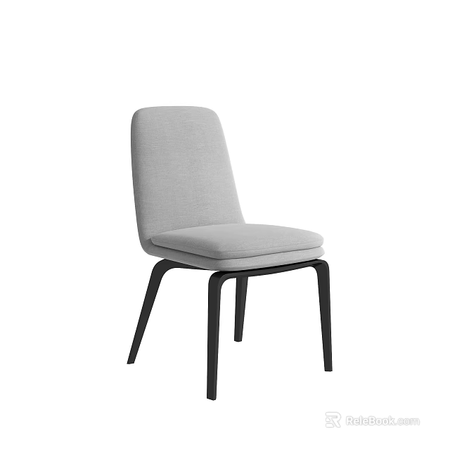 Modern Accent Chair with Gray Fabric Upholstery Black Metal Legs and Sleek Design 3d model 