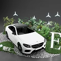 Lush Plant Combination With White Mercedes Car Letter E Gravel Ground And Star Shaped Lights