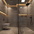 Elegant Modern Hotel Guest Room Interior With King Bed Ambient Lighting And Bathtub