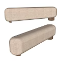 Beige Fabric Sofa Stool With Wooden Legs Modern Minimalist Home Decor