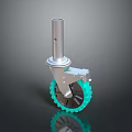 Detailed Green Tread Gear Pattern Tire With Metal Axle And Bracket Wheel Structure
