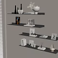 Modern Wall Shelves Display With Decorative Items Books And Photo Frames 3d model