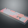 Colorful Backlit Mechanical Keyboard With Pastel Pink And White Keycaps And Modern Design