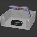 Functional Desk White Display Blue LED Strip SMK Telkom Banjarmasin Black Box Red TS Logos