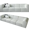 Modern Light Gray Sectional Sofa With Comfortable Fabric And Decorative Pillows 3d model