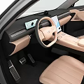 White Modern SUV With Sleek Exterior LED Headlights And Light Brown Seats