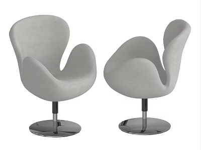Modern Light Gray Bar Stools With Curved Backrest And Metal Swivel Base 3d model