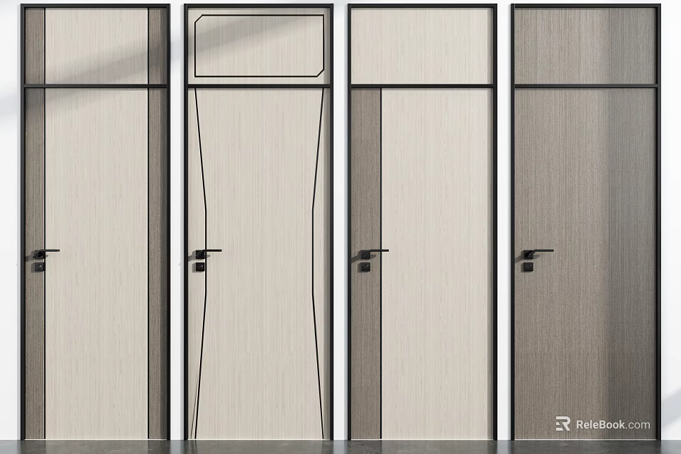 Modern Hinged Doors With Different Wooden Grain And Sleek Designs For Interior 3d model 