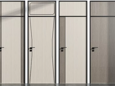 Modern Hinged Doors With Different Wooden Grain And Sleek Designs For Interior 3d model