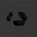 Black Wireless Bluetooth Earbuds With Open Charging Case And Ergonomic Design 3d model