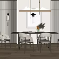 New Chinese Dining Table and Chair Combination Dining Table and Chair 3d model