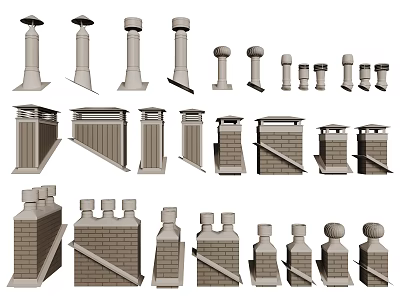 Hardware Tools Various Chimney Models Featuring Brick And Metal Construction Designs 3d model
