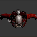 3D fantasy woman with silver gray hair red leather jacket patterned bodysuit utility belt boots