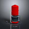 Red Industrial Equipment With Metal Support Stand And Flexible Hose Design