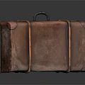 Vintage Brown Leather Suitcase With Handle And Straps Classic Design