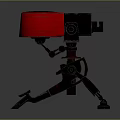 Mechanical Weapon With Red Top Component And Tripod Stand Base Structure