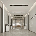 modern public office area open office elevator hall 3d model