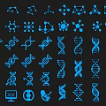 Blue Scientific Wall Decor Featuring Molecular Structures DNA Helix And Science Icons 3d model