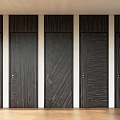 Stylish Dark Wood Hinged Doors With Various Designs Against White Walls And Light Flooring