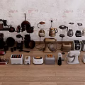 Assorted Modern Kitchen Appliances Display With Blenders Toasters And Coffee Makers 3d model