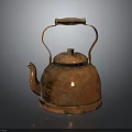 Vintage Copper Kettle With Wooden Handle And Shiny Reflective Base For Home Use