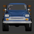 Vintage Blue Truck With Wooden Bed Classic Design Front Grille And Retro Style