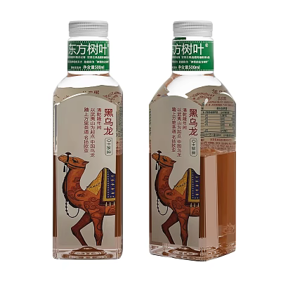 Oriental Leaf Black Oolong Tea Drink with Camel Pattern on Bottle 3d model