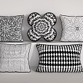 Black and White Decorative Pillows with Geometric Floral Mandala Patterns for Modern Sofa Decoration