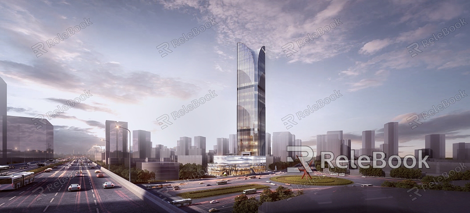 Modern Commercial Building Hanzhong Building Guide Animation model