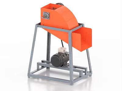 Orange Agricultural Equipment With Metal Frame And Electric Motor For Crop Processing 3d model