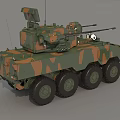 Military Armored Vehicle With Camouflage Pattern Six Wheel Drive And Turret Machine Gun