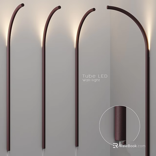 Modern Arched Tube LED Wall Light with Metal Structure for Home Interior 3d model 