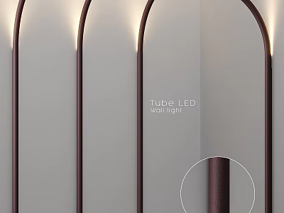 Modern Arched Tube LED Wall Light with Metal Structure for Home Interior 3d model