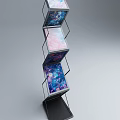 Modern Multi Screen Display Stand Featuring Colorful Art Patterns And Vertical Stacked Design 3d model