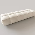 Beige Fabric Upholstered Sofa Bench With Square Tufted Pattern And Long Rectangular Shape
