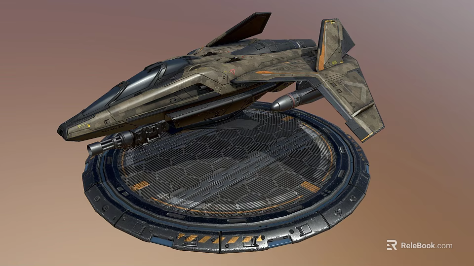 Futuristic Cosmic Spacecraft Displayed On Circular Platform With Detailed Structural Features 3d model 