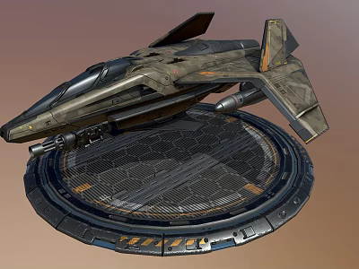 Futuristic Cosmic Spacecraft Displayed On Circular Platform With Detailed Structural Features 3d model