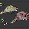 Detailed Military Aerospace Fighter Jet Models With Detachable Components And Geometric Patterns