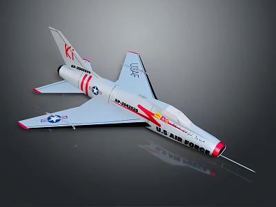 NASA US Air Force Space Aircraft Model With White Red Blue Stripes And Sharp Nose 3d model