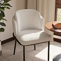 Modern Single Chairs In Bright Living Room With Window Curtains Small Table And Flowers