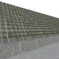 Building Exterior Wall Featuring Stepped Concrete Structure And Green Plant Beds 3d model