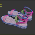 Pink Flat Summer Sandals With Two Straps And Ankle Strap Design 3d model