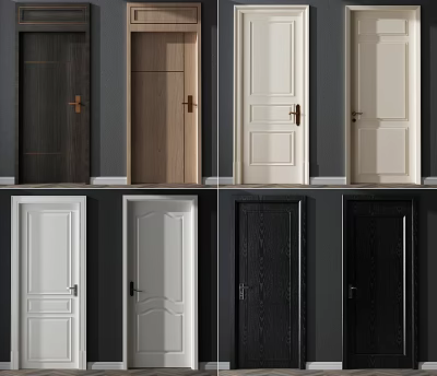 Modern swing door interior door combination 3d model