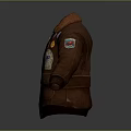 Brown Leather Jacket With Fur Collar And Multiple Embroidered Patches 3d model