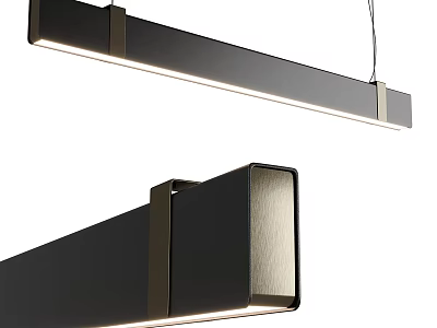 Modern Linear Pendant Light With Sleek Black And Gold Metal Design Fixture 3d model