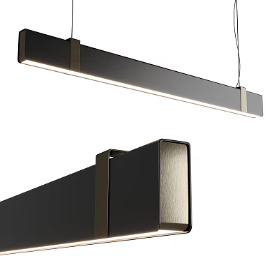 Modern Linear Pendant Light With Sleek Black And Gold Metal Design Fixture 3d model