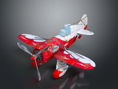Vintage Red And White Biplane Model With Propeller And Classic Design 3d model